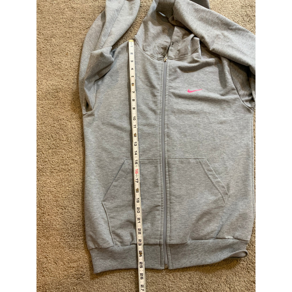 Nike Women's Gray Full Zip Hoodie Size 16 Yas Hot Pink Embroidered Logo Athletic - Picture 7 of 12